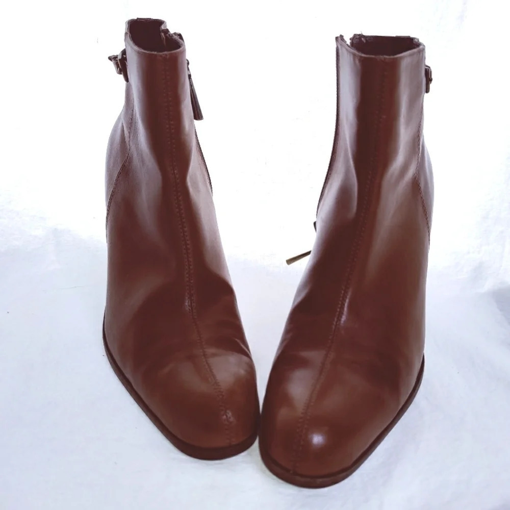 KIMEL Cognac Genuine Leather Booties - Picture 7 of 16